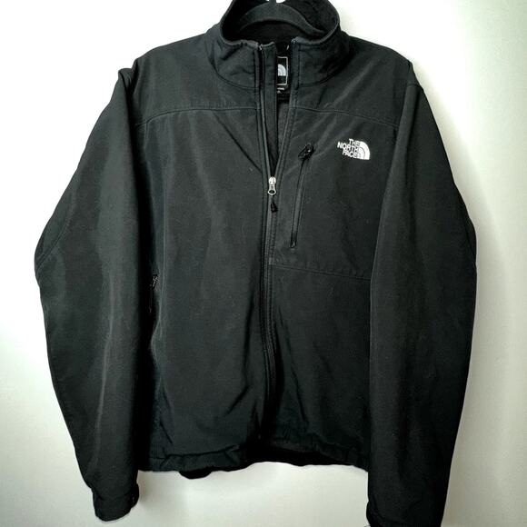 The North Face Mens Size Lg Black Softshell Full Zip Jacket Wind Water Resistant - Picture 1 of 9